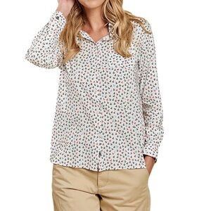 Barbour Size 6‎ Whitby Anchor Nautical Print Patriotic Shirt Classic Preppy